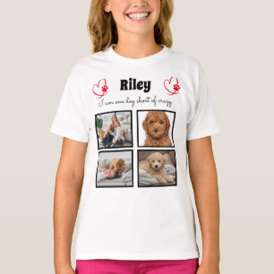 Modern 4-hund fotokollage t-shirt för flickor