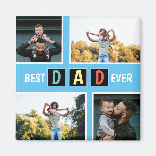 Modern 4 Photo Best Pappa någonsin Keepsaké Magnet