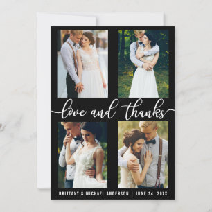 Modern 4 Photo Bröllop Kärlek och tack Kort