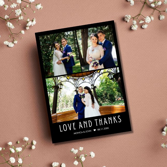 Modern 4 Photo Bröllop Tack Kort (Skapare uppladdad)