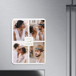Modern 4 Photo Collage Bröllop Guld Tack Magnet<br><div class="desc">Enkel och modern bröllop-tack för att du har fyra foton. Det här kortet kan användas för bröllop,  möhippa,  förlovning,  årsdag eller speciella evenemang. Om du vill ha en mer avancerad anpassning av den här designen klickar du på länken Anpassa ytterligare för att ändra teckensnitt,  storlekt,  färg osv.</div>
