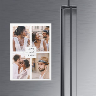 Modern 4 Photo Collage Bröllop Tack Magnetic
