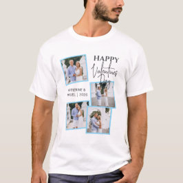 Modern 4 Photo Collage Happy Valentine’s Day T Shirt