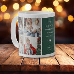 Modern 4 Photo Collage-julklapp Kaffemugg<br><div class="desc">Personlig Photo Collage jul Coffee Mugg Gift - Design innehåller en 4-fotokollage,  ett festive grönt block som kan ändras till vilken färg som helst,  med anpassningsbar och namn.</div>