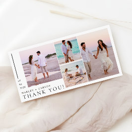 Modern 4 Photo Collage Minimalist Wedding Tack Kort