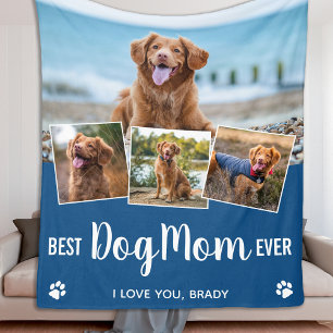 Modern 4 Photo Collage Personlig Hund Pet Fleecefilt