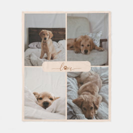 Modern 4 Photo Collage Pet Kärlek Fleecefilt