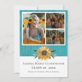Modern 4 Photo Collage Solros studenten Announ Meddelande