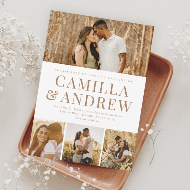 Modern 4 Photo Elegant bröllop Inbjudningar (Skapare uppladdad)
