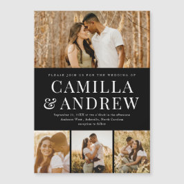 Modern 4 Photo Elegant bröllop Magnetisk Inbjudningskort