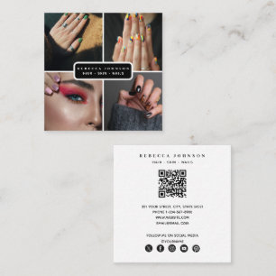 Modern 4 Photo Hair Skin Nail Salon QR-kod Fyrkantigt Visitkort