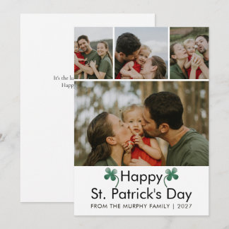 Modern 4 Photo St. Patricks Day Family Julkort