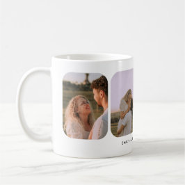 Modern 4-Photo Wedding Couple Names Kaffemugg