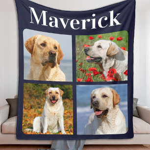 Modern 4 Photos Collage Personlig Pet Hund Fleecefilt