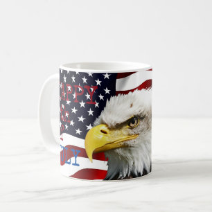 Modern 4th av örnen för Juli US USA flaggaamerik Kaffemugg
