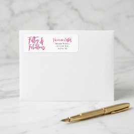 Modern 50 and Fabulous Pink 50th Birthday Party Returadress Etikett