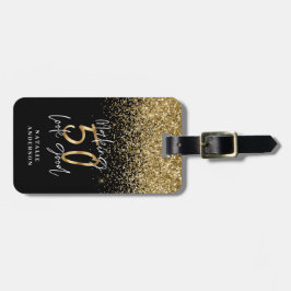 Modern 50-årsdag för svart glitter och guld bagagebricka