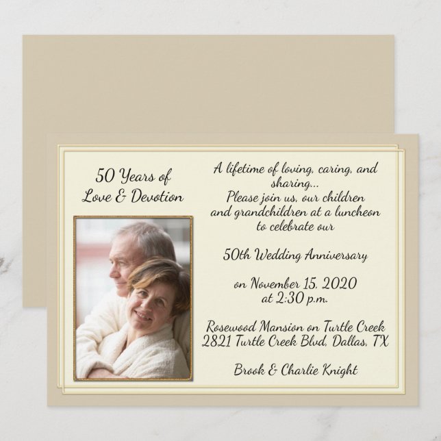 Modern 50-årsjubileum firande inbjudningar (Fram/baksida)