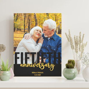 Modern 50-årsjubileum Guldbröllopsfoto Canvastryck