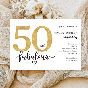 Modern 50-årsjubileum och fantastisk Guld-födelsed Inbjudningar