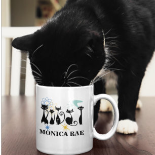 Modern 50-årsjubileum Svarta katter Kaffemugg