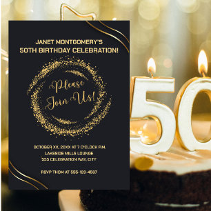 Modern 50-dagars firandeinbjudan till Guld Inbjudningar