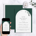 Modern 50:e födelsedagen Emerald Grönt Arch Botani Inbjudningar<br><div class="desc">Planerar du en speciell födelsedag? Låt oss presentera er för vår moderna femtionde födelsedag, Emerald Grönt Arch botanical Bation - det perfekt sättet att få er att minnas. Bakgrunden och den vita snyggten för den framväxande grönten kompletteras perfekt med botaniska accenter för elegant vattenfärg, vilket skapar en inbjudan som verkligen...</div>