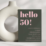Modern 50:e Födelsedagsfesten i fetstil i Rosa Oli Inbjudningar<br><div class="desc">Dold Typography  Rosa and Olive Sage Grönt Modern 50:e födelsedagsinbjudan</div>