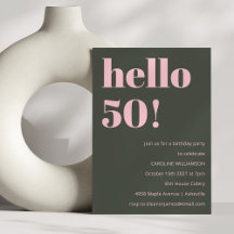 Modern 50:e Födelsedagsfesten i fetstil i Rosa Oli