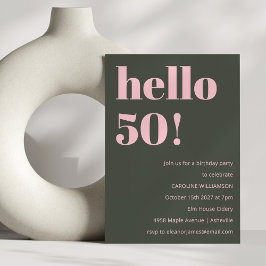Modern 50:e Födelsedagsfesten i fetstil i Rosa Oli Inbjudningar