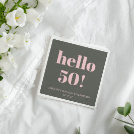 Modern 50:e Födelsedagsfesten i fetstil i Rosa Oli Pappersservett
