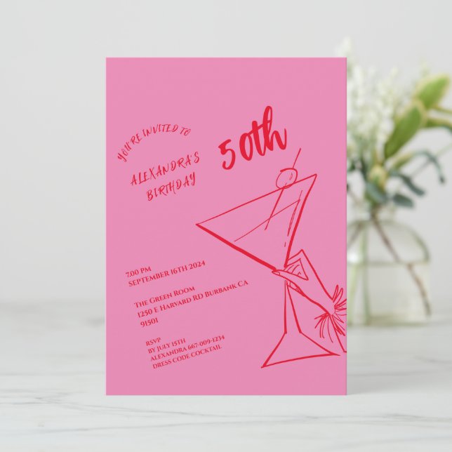 Modern 50:e födelsedagsinbjudan inbjudningar (Stående Fram)