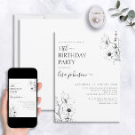 Modern 50:e födelsedagsskript svart vit Blommigt<br><div class="desc">Fira 50 underbara år med en tidlös och modern 50:e födelsedag med svartvit Blommigt! Den här eleganten är plockan på perfekten för ett femtioårigt firande, med delikat svart- och vit-jokerteckning för att ange tonen för ditt speciella tillfälle. Anpassa din födelsedagsfest med modern handskriven kalligrafi så att alla vet vad de...</div>