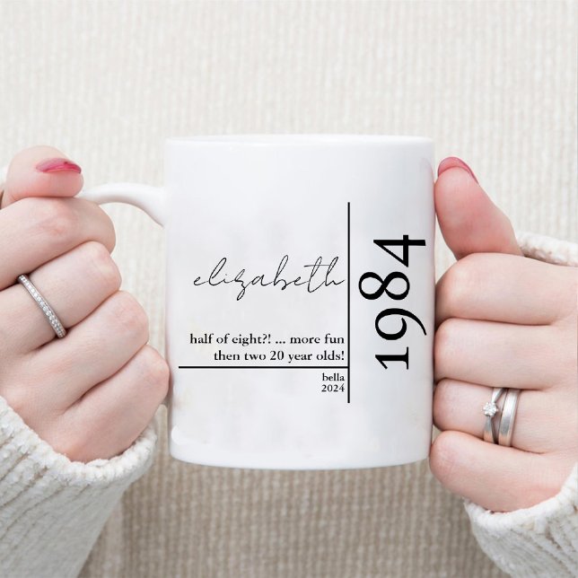 Modern 50:e milstolpen Birthday Script Namn Party Två-Tonad Mugg (Modern 50th Milestone Birthday Script Name Party Two-Tone Coffee Mug)