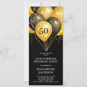 Modern 50:e överraskningsbussarna Guld Black Ballo Inbjudningar