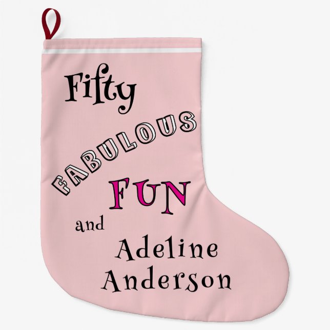Modern 50 Fabulous Pink 50th Christmas Stocking Stor Julstrumpa (Framsidan)