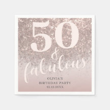 Modern 50 & Fabulous Rosa Glitter Birthday