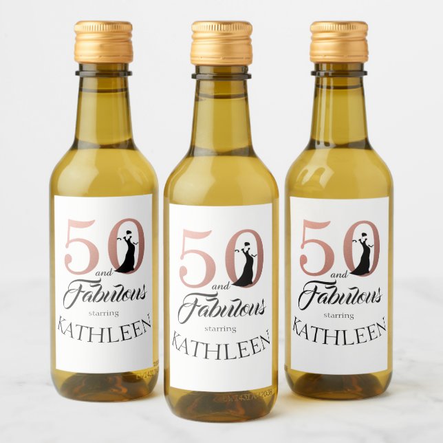 Modern 50-faldig, anpassad benämning 50:e födelsed vinetikett (Flaskor)