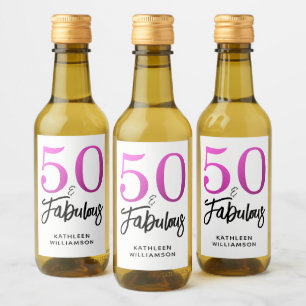 Modern 50-faldig, anpassad benämning 50:e födelsed vinetikett