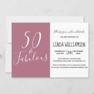 Modern 50-faldig Lila Cassis 50:e födelsedagen Inbjudningar