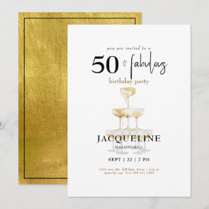 Modern 50 & Fantastisk Champagne Födelsedagsfest I Inbjudningar