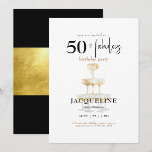 Modern 50 & Fantastisk Champagne Födelsedagsfest I Inbjudningar