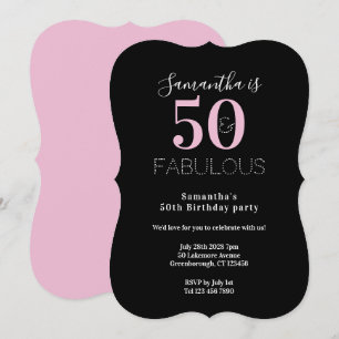 Modern 50 Lysande 50-årsfest Svart Rosa Fest Inbjudningar