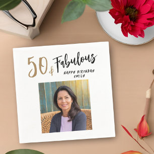 Modern 50 och Fabulöst foto 50:e födelsedagen Pappersservett