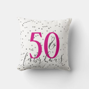 Modern 50 och Fabulous Birthday Confetti Pillow Kudde