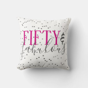 Modern 50 och Fabulous Birthday Confetti Pillow Kudde