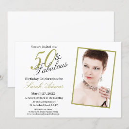 Modern 50 och Fabulous Guld Birthday Photo Inbjudningar