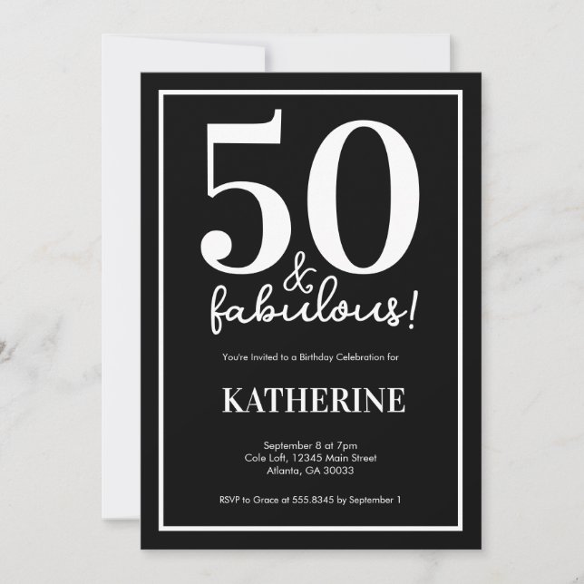 Modern 50 och fantastisk 50-årsdag  inbjudningar (Framsida)