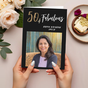 Modern 50 och fantastisk foto 50-årsdag kort