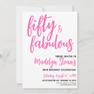 Modern 50 och fantastisk rosa 50-årsfest inbjudningar